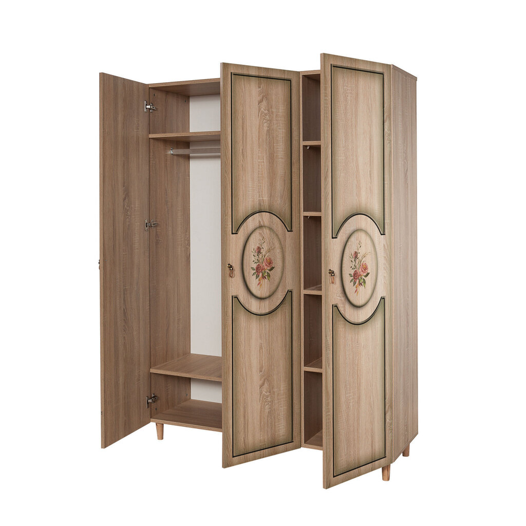 Riidekapp Kalune Design Wardrobe 863 (VI), 135 cm, tamm/roheline цена и информация | Kapid | kaup24.ee