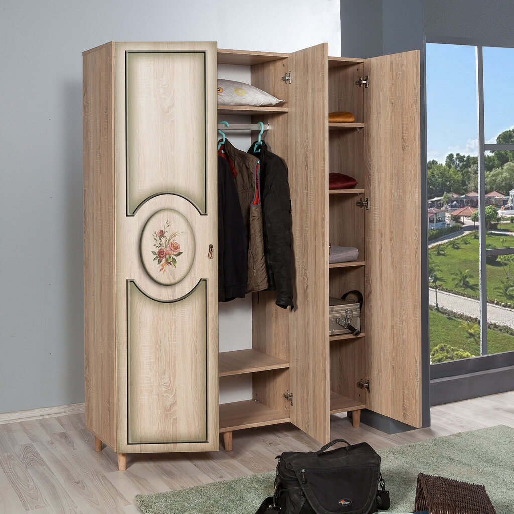 Riidekapp Kalune Design Wardrobe 863 (VI), 135 cm, tamm/roheline цена и информация | Kapid | kaup24.ee