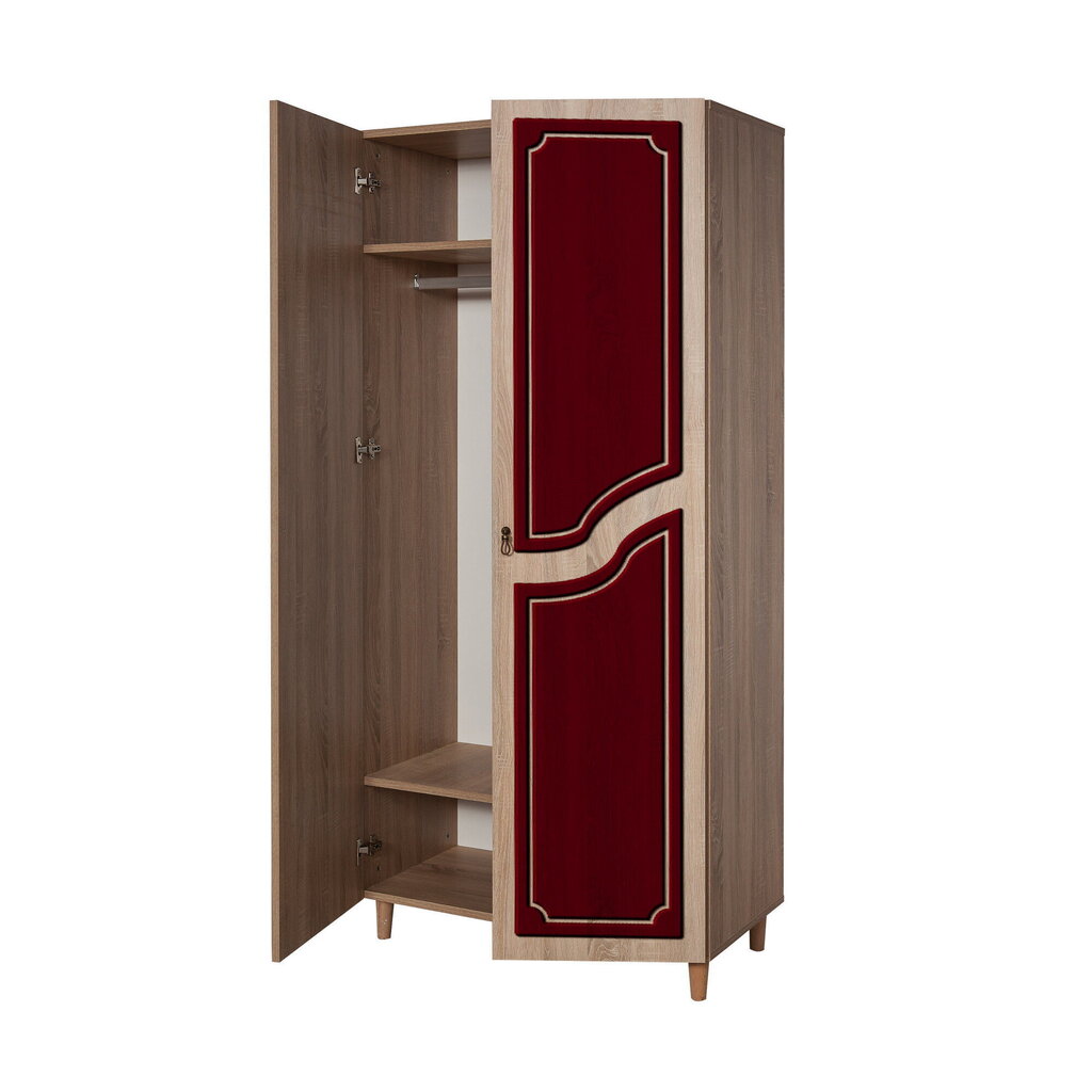 Riidekapp Kalune Design Wardrobe 869 (IV), 90 cm, tamm/punane цена и информация | Kapid | kaup24.ee