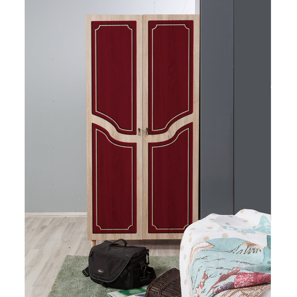 Riidekapp Kalune Design Wardrobe 869 (IV), 90 cm, tamm/punane hind ja info | Kapid | kaup24.ee
