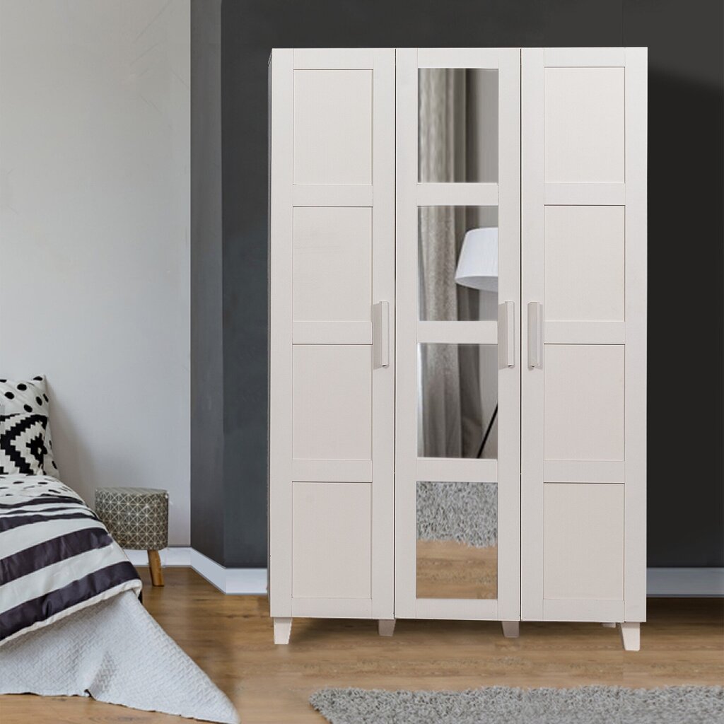 Peegliga riidekapp Kalune Design Wardrobe 869 (III), 120 cm, valge hind ja info | Kapid | kaup24.ee
