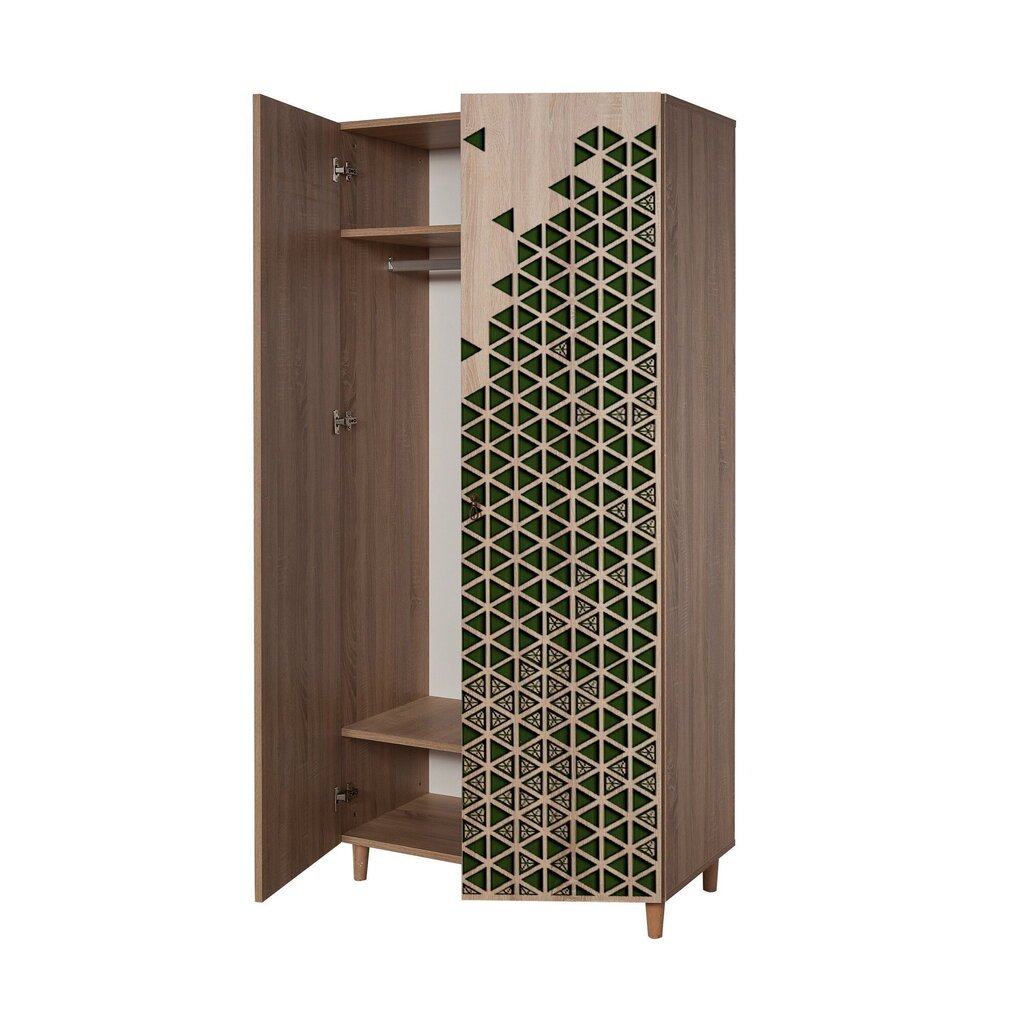 Riidekapp Kalune Design Wardrobe 869 (IV), 90 cm, tamm/roheline hind ja info | Kapid | kaup24.ee