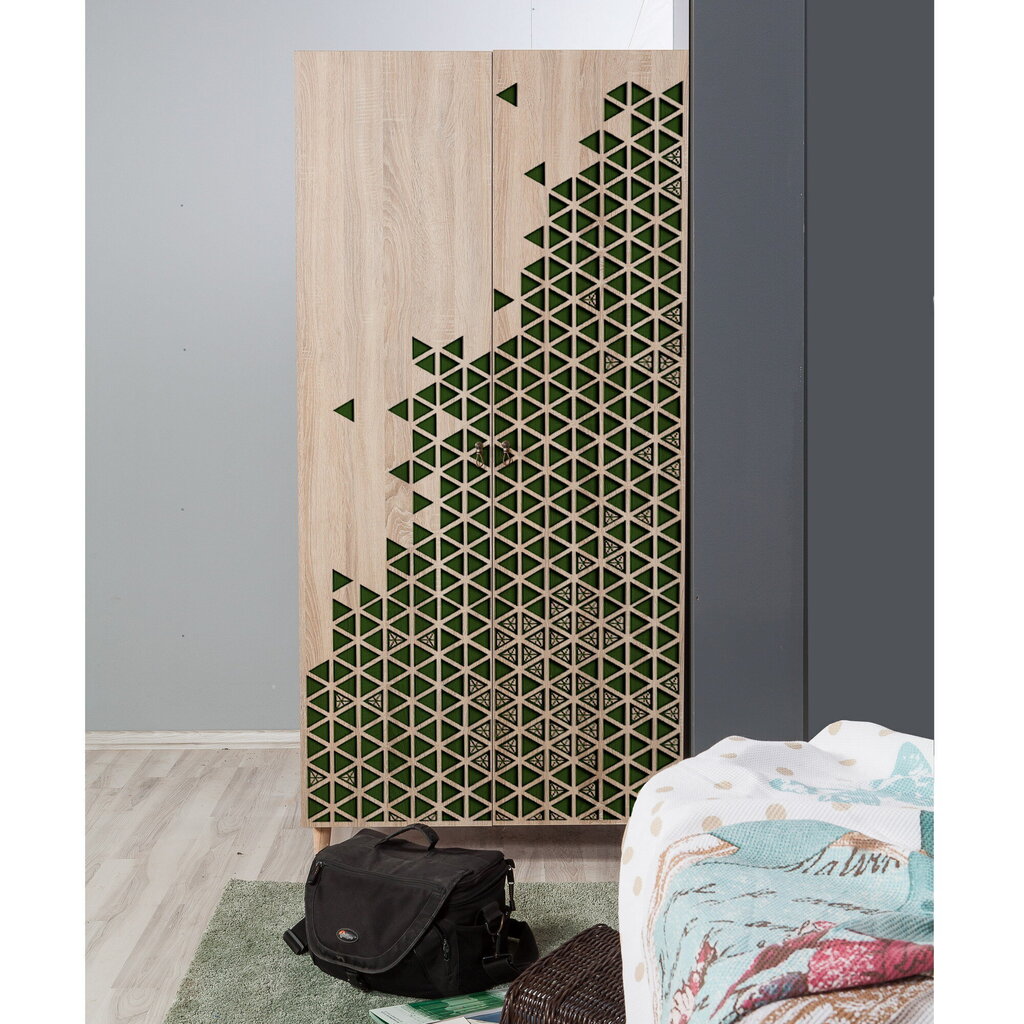 Riidekapp Kalune Design Wardrobe 869 (IV), 90 cm, tamm/roheline цена и информация | Kapid | kaup24.ee