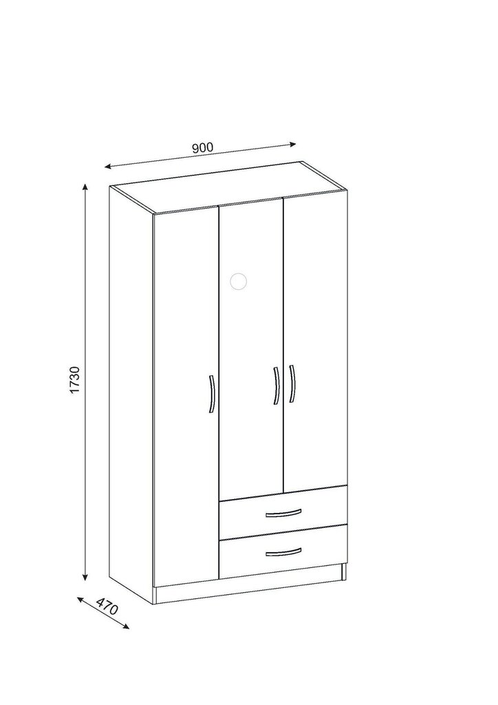 Riidekapp Kalune Design Wardrobe 756, 90 cm, valge hind ja info | Kapid | kaup24.ee