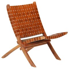 vidaXL kokkupandav tool, põimitud, pruun, ehtne nahk hind ja info | Aiatoolid | kaup24.ee