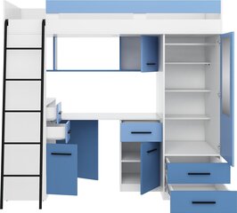 Двухъярусная кровать Meblocross Smyk L, 80x200 см, синяя/белая цена и информация | Детские кровати | kaup24.ee