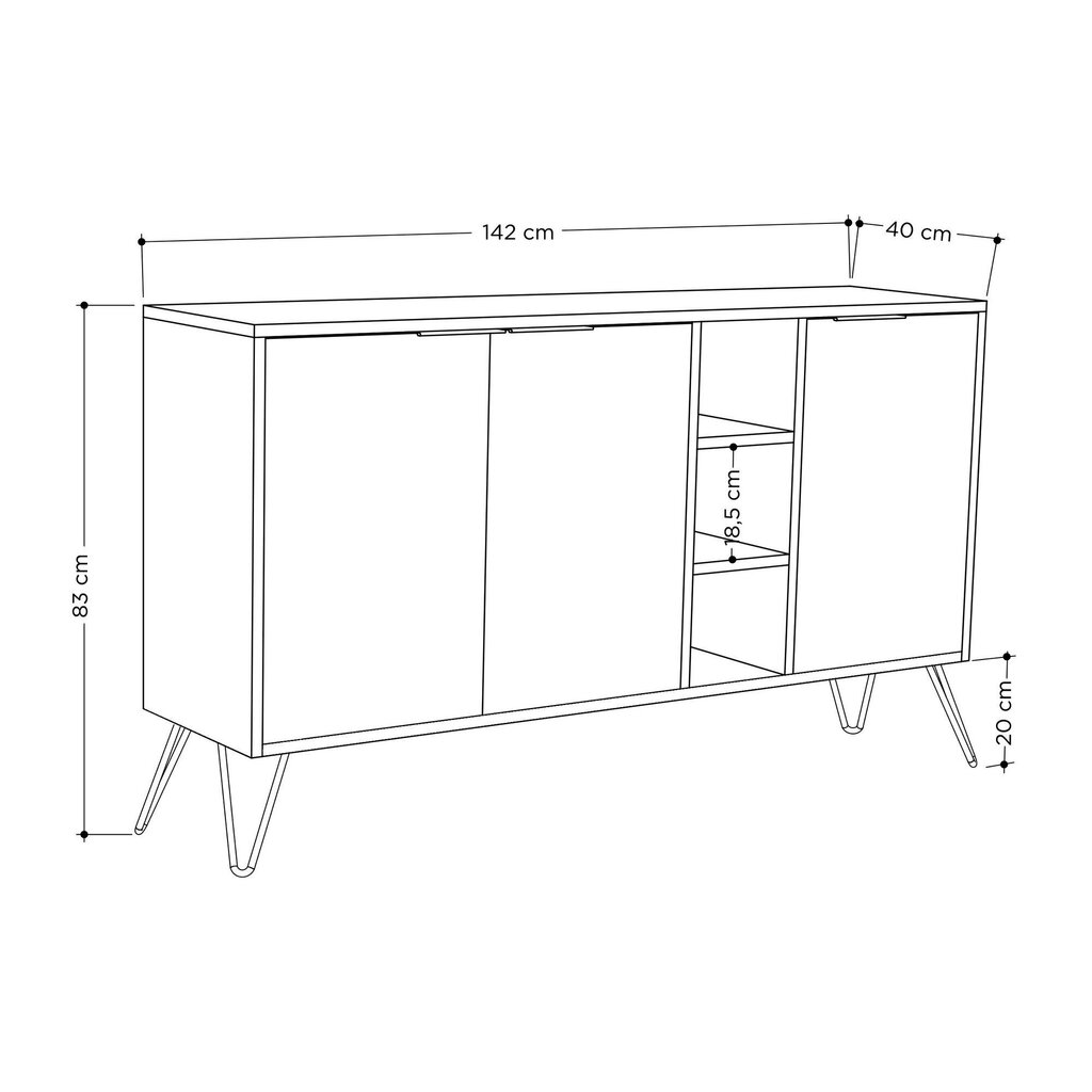 Kummut Kalune Design 855, 142 cm, beež värv/hall hind ja info | Kummutid | kaup24.ee