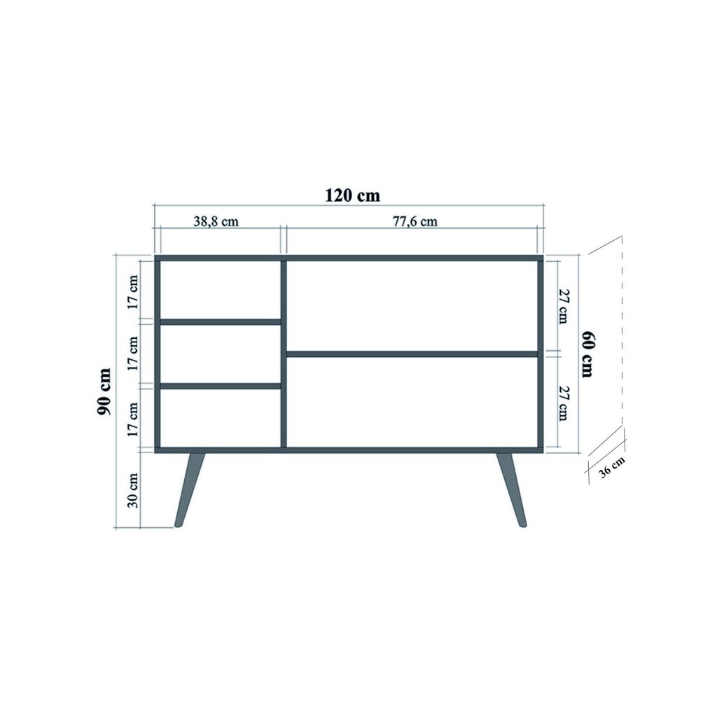 Kummut Kalune Design 863 (VII), 120 cm, tamme värv/helekollane hind ja info | Kummutid | kaup24.ee