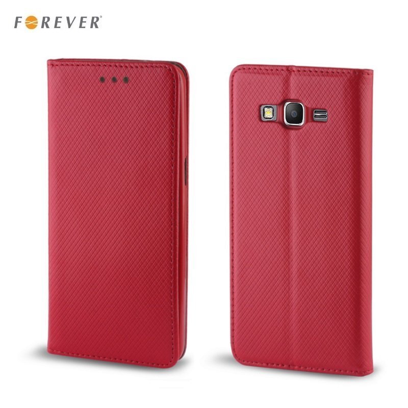 Kaitseümbris Forever Smart Magnetic Fix Book sobib Samsung Galaxy J3 (J320F), punane цена и информация | Telefoni kaaned, ümbrised | kaup24.ee