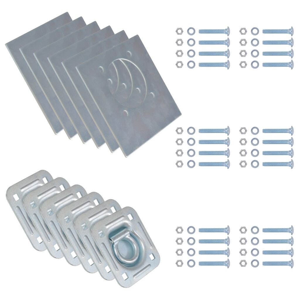 vidaXL järelkäru sidumisrõngad 6 tk, tsingitud teras, 2000 kg цена и информация | Kinnitusvahendid | kaup24.ee