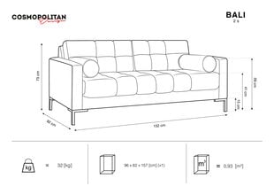 Двухместный диван Cosmopolitan Design Bali, серый/золотой цена и информация | Диваны | kaup24.ee