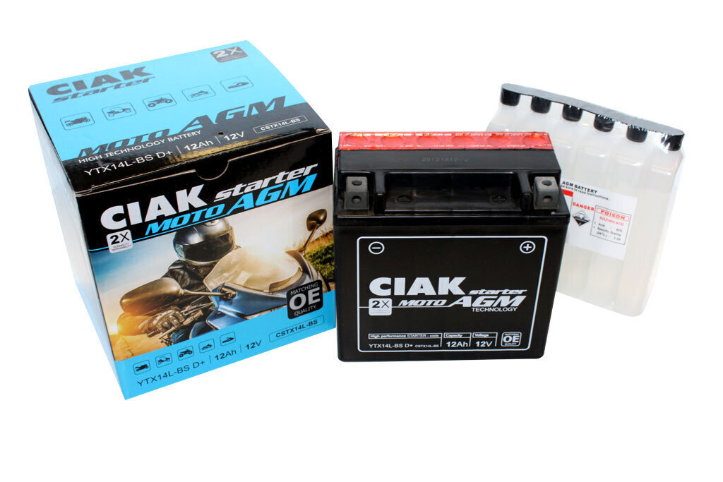 Aku Ciak YTX14L-BS 12Ah 12V hind ja info | Mootorrataste akud | kaup24.ee