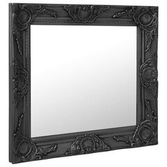 vidaXL barokkstiilis seinapeegel 50 x 50 cm, must цена и информация | Подвесные зеркала | kaup24.ee