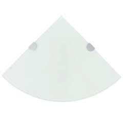 vidaXL nurgariiulid, 2 tk, kroomitud tugedega, klaas, valge 35 x 35 cm hind ja info | Riiulid | kaup24.ee