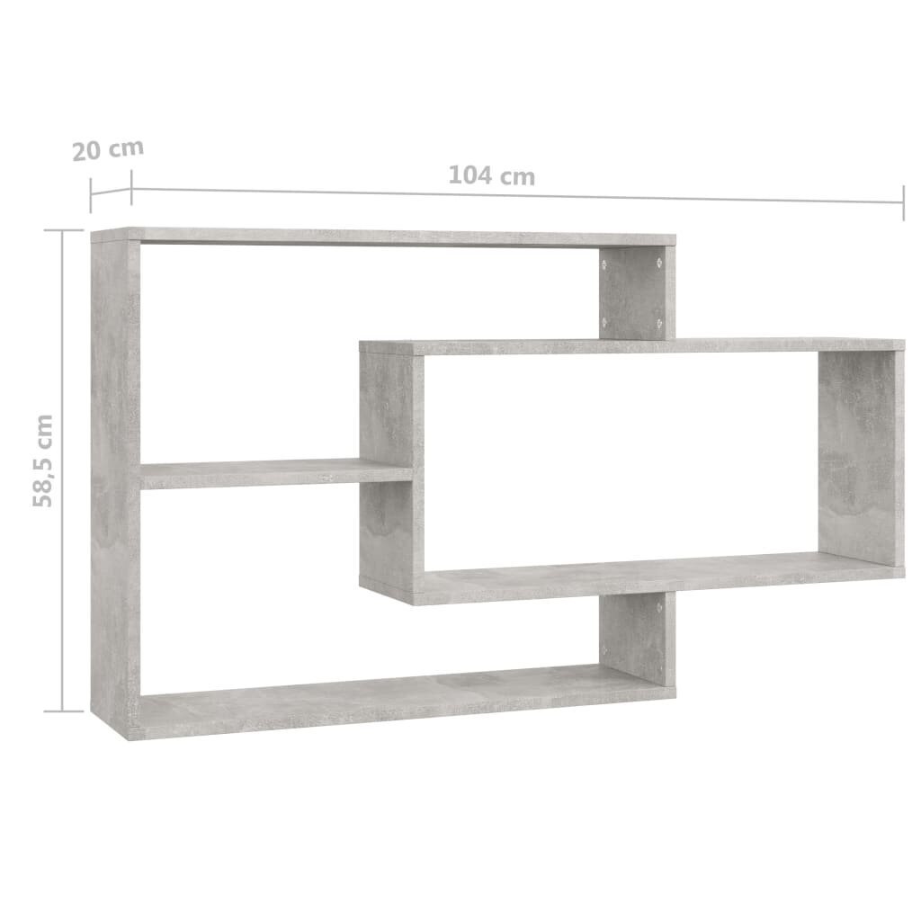 vidaXL seinariiulid betoonhall 104 x 20 x 60 cm puitlaastplaat hind ja info | Riiulid | kaup24.ee