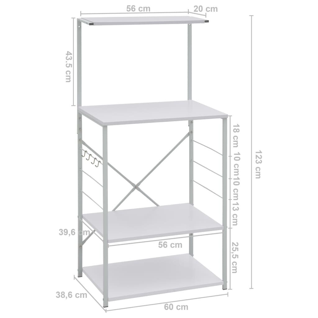 vidaXL mikrolaineahju kapp, valge 60 x 39,6 x 123 cm, puitlaastplaat цена и информация | Köögikapid | kaup24.ee