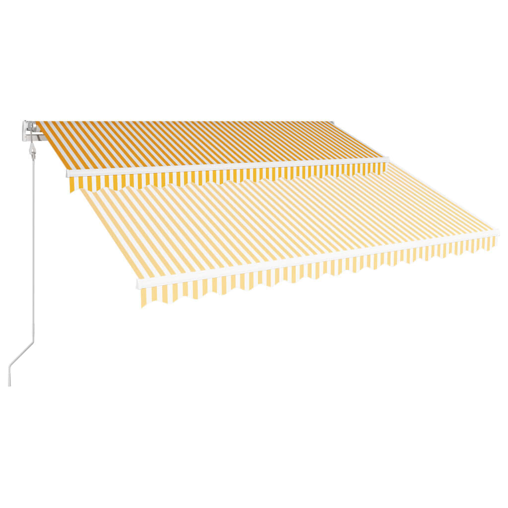 vidaXL automaatne varikatus, 400 x 300 cm, kollane ja valge цена и информация | Päikesevarjud, markiisid ja alused | kaup24.ee