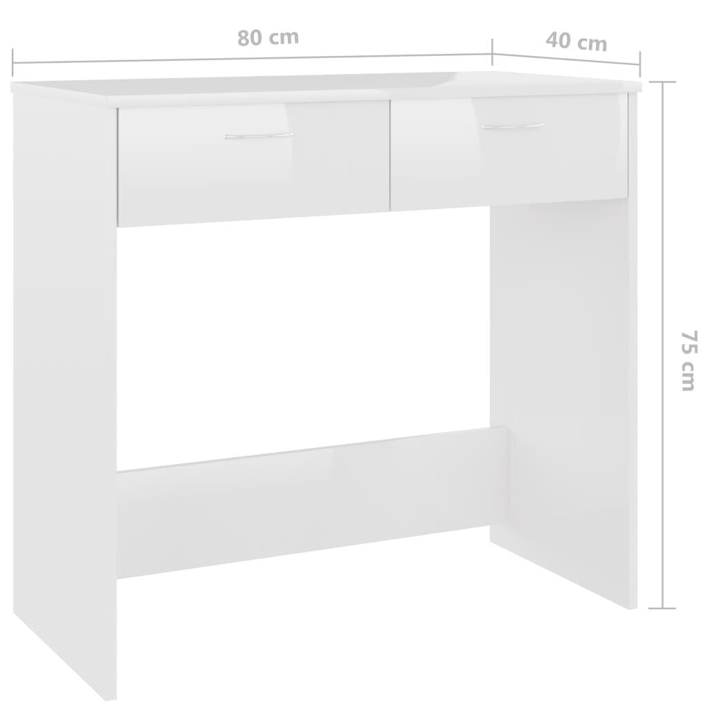 vidaXL kirjutuslaud, kõrgläikega valge, 80 x 40 x 75 cm puitlaastplaat hind ja info | Arvutilauad, kirjutuslauad | kaup24.ee