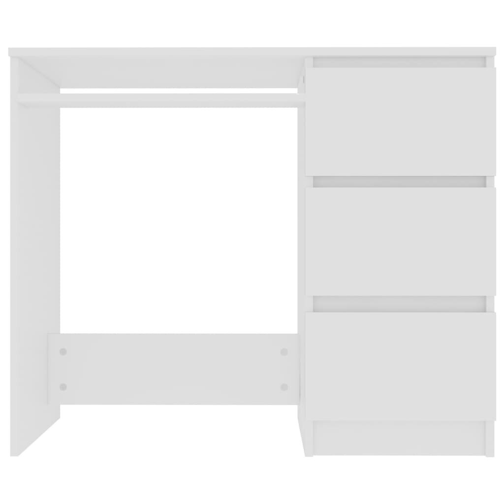 vidaXL kirjutuslaud, valge, 90 x 45 x 76 cm, puitlaastplaat hind ja info | Arvutilauad, kirjutuslauad | kaup24.ee