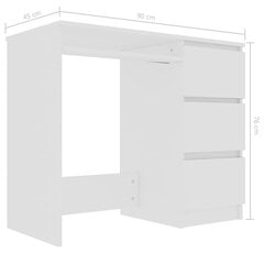 vidaXL kirjutuslaud, valge, 90 x 45 x 76 cm, puitlaastplaat hind ja info | Arvutilauad, kirjutuslauad | kaup24.ee