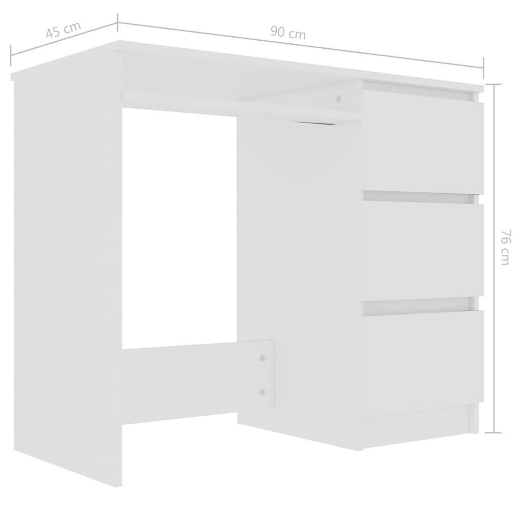 vidaXL kirjutuslaud, valge, 90 x 45 x 76 cm, puitlaastplaat цена и информация | Arvutilauad, kirjutuslauad | kaup24.ee