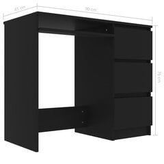 vidaXL kirjutuslaud, must, 90 x 45 x 76 cm, puitlaastplaat hind ja info | Arvutilauad, kirjutuslauad | kaup24.ee