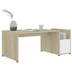 vidaXL kohvilaud, valge, Sonoma tamm 90 x 45 x 35 cm puitlaastplaat цена и информация | Журнальные столики | kaup24.ee