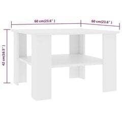 vidaXL kohvilaud, valge, 60 x 60 x 42 cm puitlaastplaat hind ja info | Diivanilauad | kaup24.ee