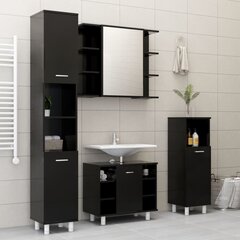 vidaXL 4-osaline vannitoamööbli komplekt, must, puitlaastplaat hind ja info | Vannitoa komplektid | kaup24.ee