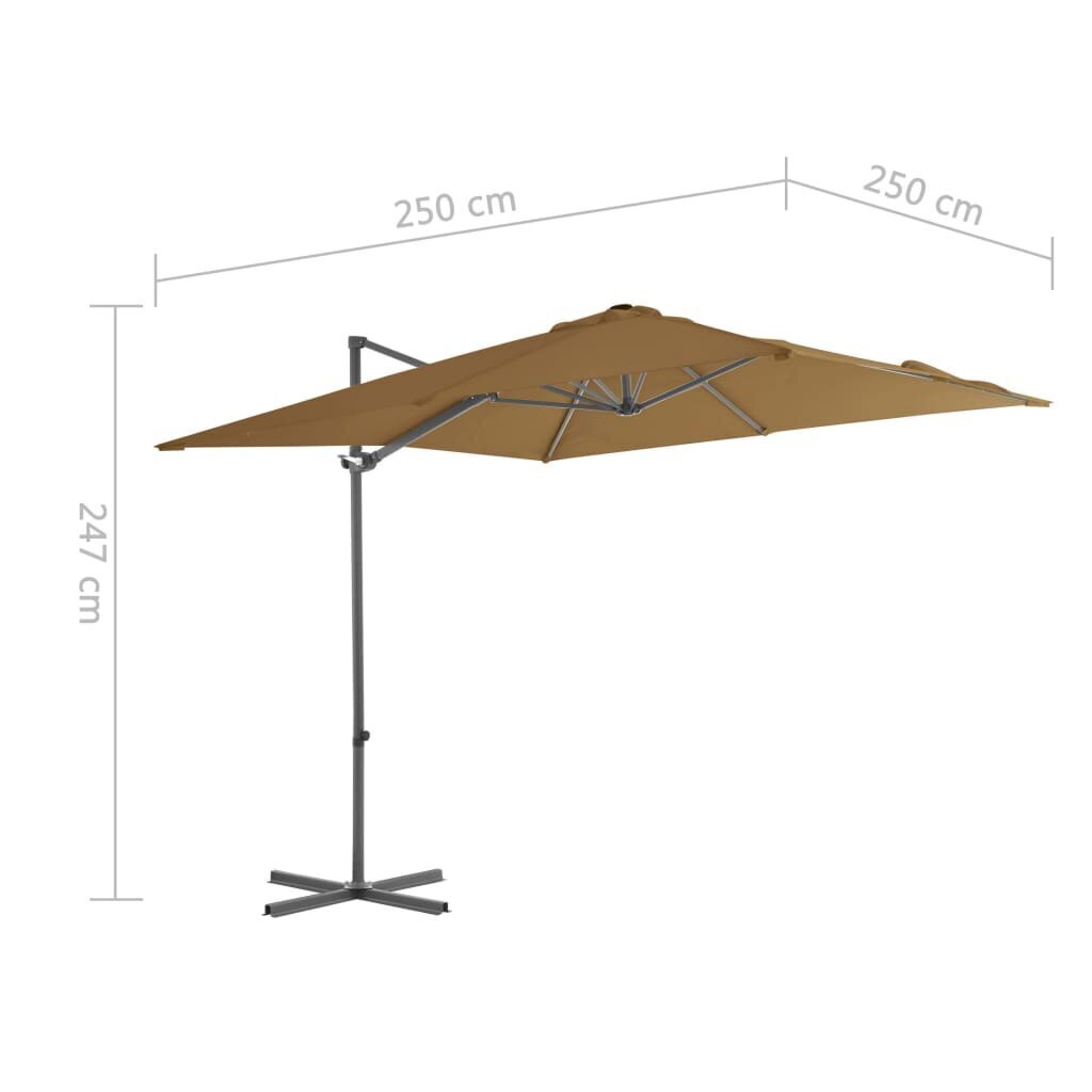 vidaXL konsooldisainiga päikesevari, teraspost, pruunikas, 250x250 cm hind ja info | Päikesevarjud, markiisid ja alused | kaup24.ee