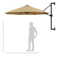 vidaXL seinale kinnitatav päiksevari, metallpost 300 cm, pruunikashall hind ja info | Päikesevarjud, markiisid ja alused | kaup24.ee
