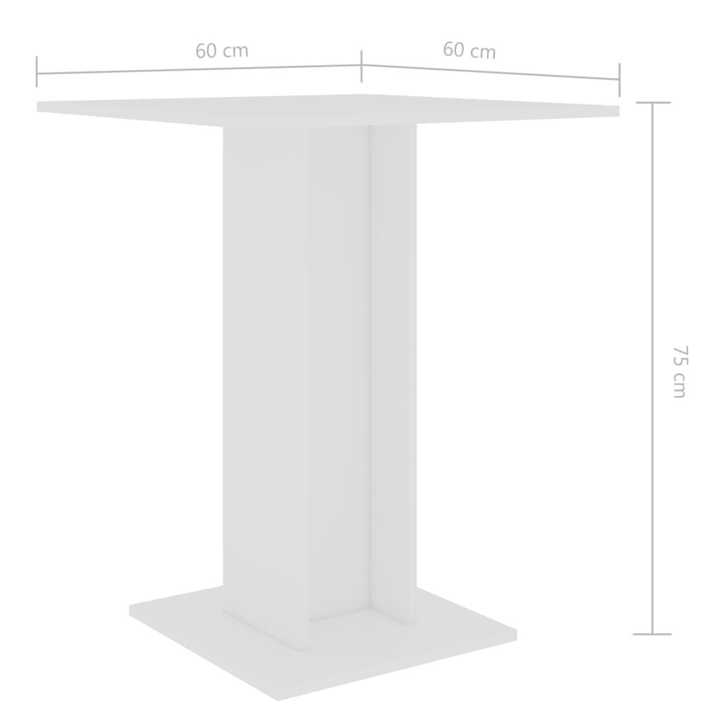 vidaXL bistroolaud, valge, 60 x 60 x 75 cm puitlaastplaat hind ja info | Köögi- ja söögilauad | kaup24.ee