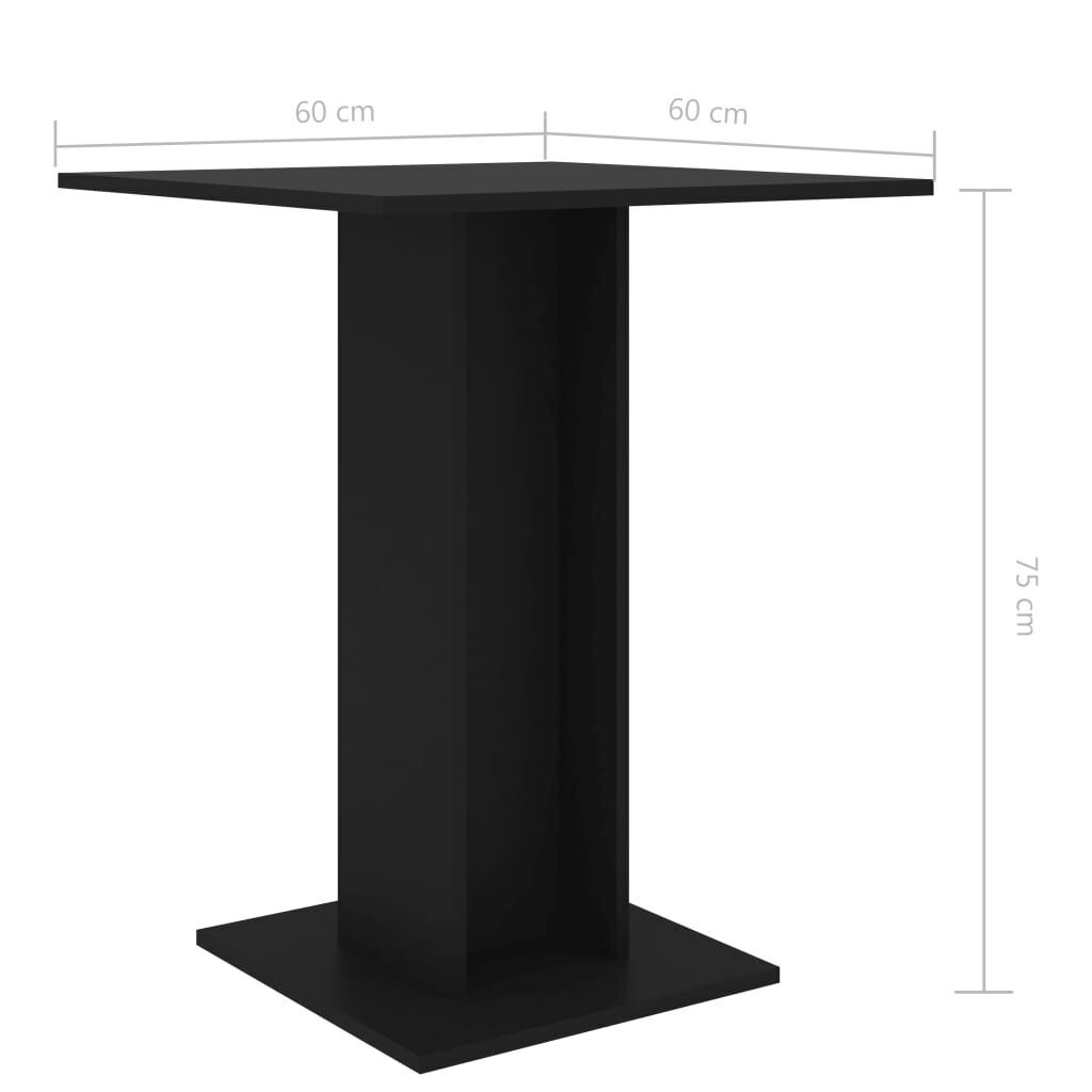vidaXL bistroolaud, must, 60 x 60 x 75 cm puitlaastplaat hind ja info | Köögi- ja söögilauad | kaup24.ee