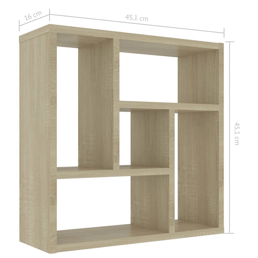 vidaXL seinariiul, Sonoma tamm, 45,1 x 16 x 45,1 cm, puitlaastplaat hind ja info | Riiulid | kaup24.ee