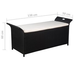 vidaXL hoiupink padjaga, 138 cm, polürotang, must цена и информация | Скамейки | kaup24.ee