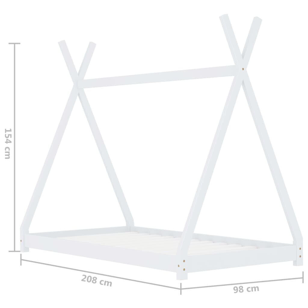 vidaXL lastevoodi raam, valge, männipuit, 90 x 200 cm hind ja info | Lastevoodid | kaup24.ee