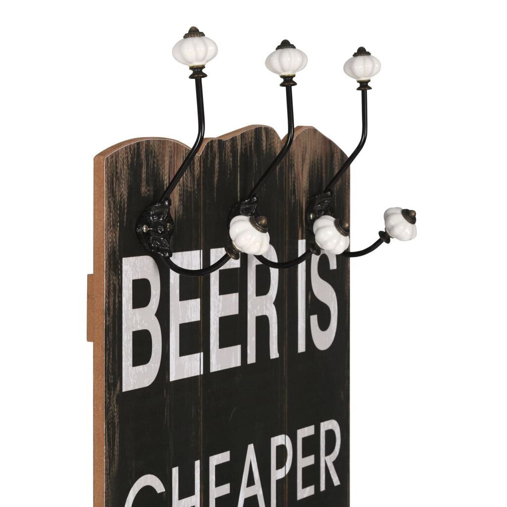 vidaXL riidenagi kuue konksuga, 120 x 40 cm, "BEER CHEAPER" hind ja info | Nagid | kaup24.ee