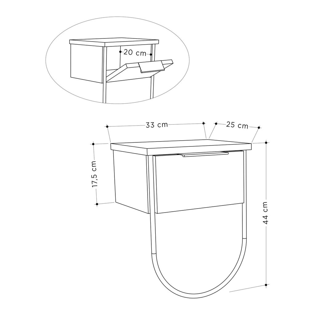 Öökapp Kalune Design 855 (I), helepruun hind ja info | Öökapid | kaup24.ee