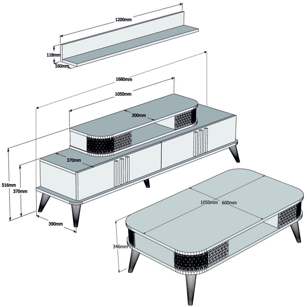 Elutoamööbli komplekt Kalune Design 845(I), valge цена и информация | Sektsioonid | kaup24.ee