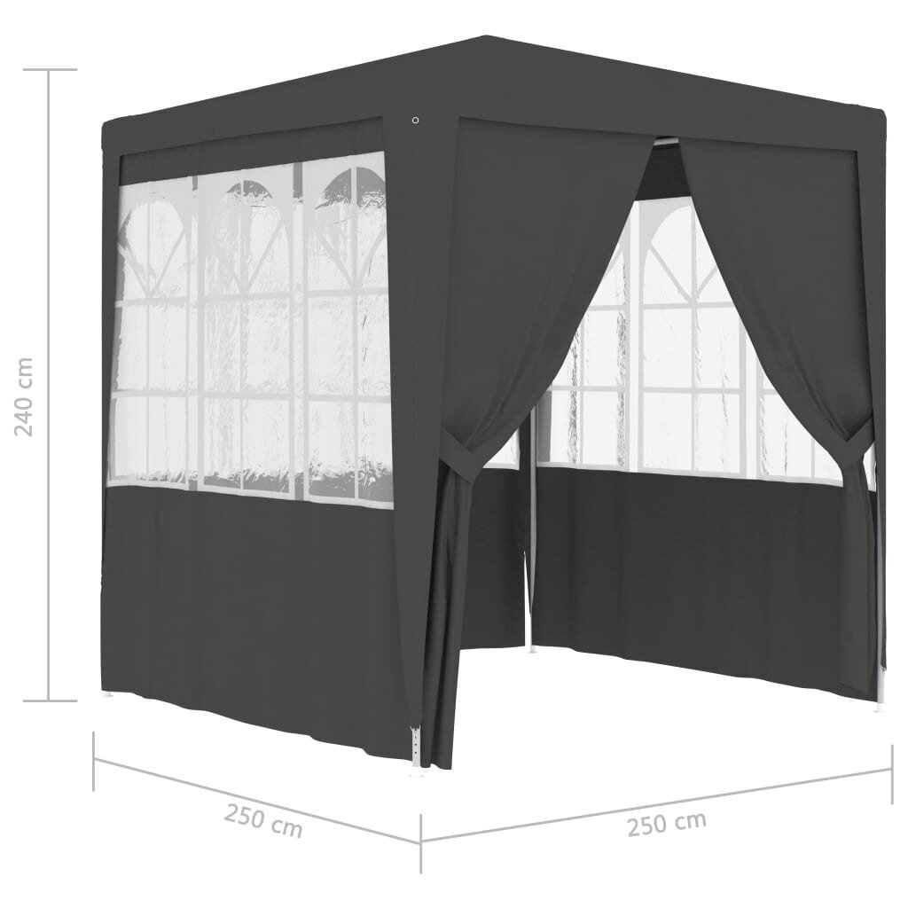 vidaXL peotelk külgseintega, 2,5 x 2,5 m, antratsiit 90 g/m² цена и информация | Varikatused ja aiapaviljonid | kaup24.ee