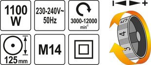 Nurklihvija 1100W 125 mm YT-82101 hind ja info | Lihvmasinad ja ketaslõikurid | kaup24.ee