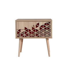 Ночной столик Kalune Design 869, 61 см, дуб/красный цена и информация | Прикроватные тумбочки | kaup24.ee