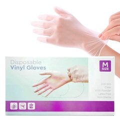 Одноразовые виниловые перчатки M 100 шт цена и информация | Аптечки | kaup24.ee