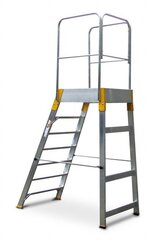 Алюминиевые лестницы с рабочей площадкой и поручнями Alve Forte, 8 ступеней, 168 см. цена и информация | Стремянки | kaup24.ee