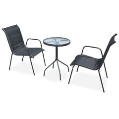 vidaXL 3-osaline bistrookomplekt teras, must цена и информация | Комплекты уличной мебели | kaup24.ee