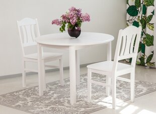 Männipuidust söögitoakomplekt Ada2 - laud 100 x 100-178 cm ja toolid Per, 2 tk, valge hind ja info | Söögilauakomplektid | kaup24.ee