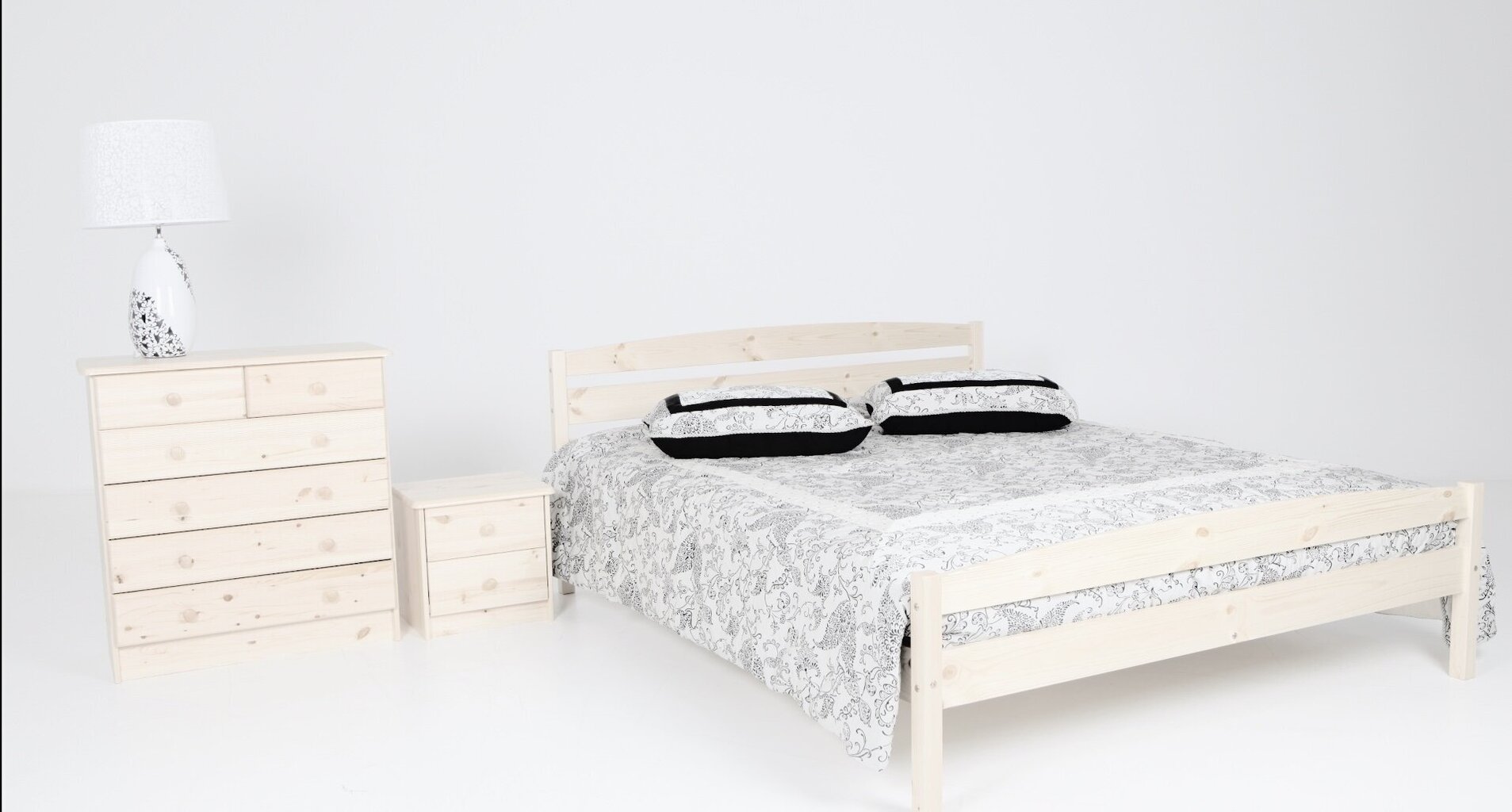 Männipuidust voodi Magnus 5200, 160 x 200 cm, valge hind ja info | Voodid | kaup24.ee