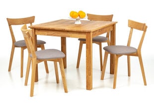 Tammepuidust söögitoakomplekt Lem - laud 90 x 90 cm + 4 tooli Viola hall kangas, õlitatud hind ja info | Köögimööbli komplektid | kaup24.ee