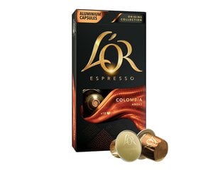 Кофейные капсулы L'OR Colombia, 10 капсул для кофейных аппаратов Nespresso® цена и информация | Kohv, kakao | kaup24.ee