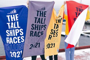 Пляжное полотенце желтого цвета из микрофибры The Tall Ships Races 2021 цена и информация | Полотенца | kaup24.ee